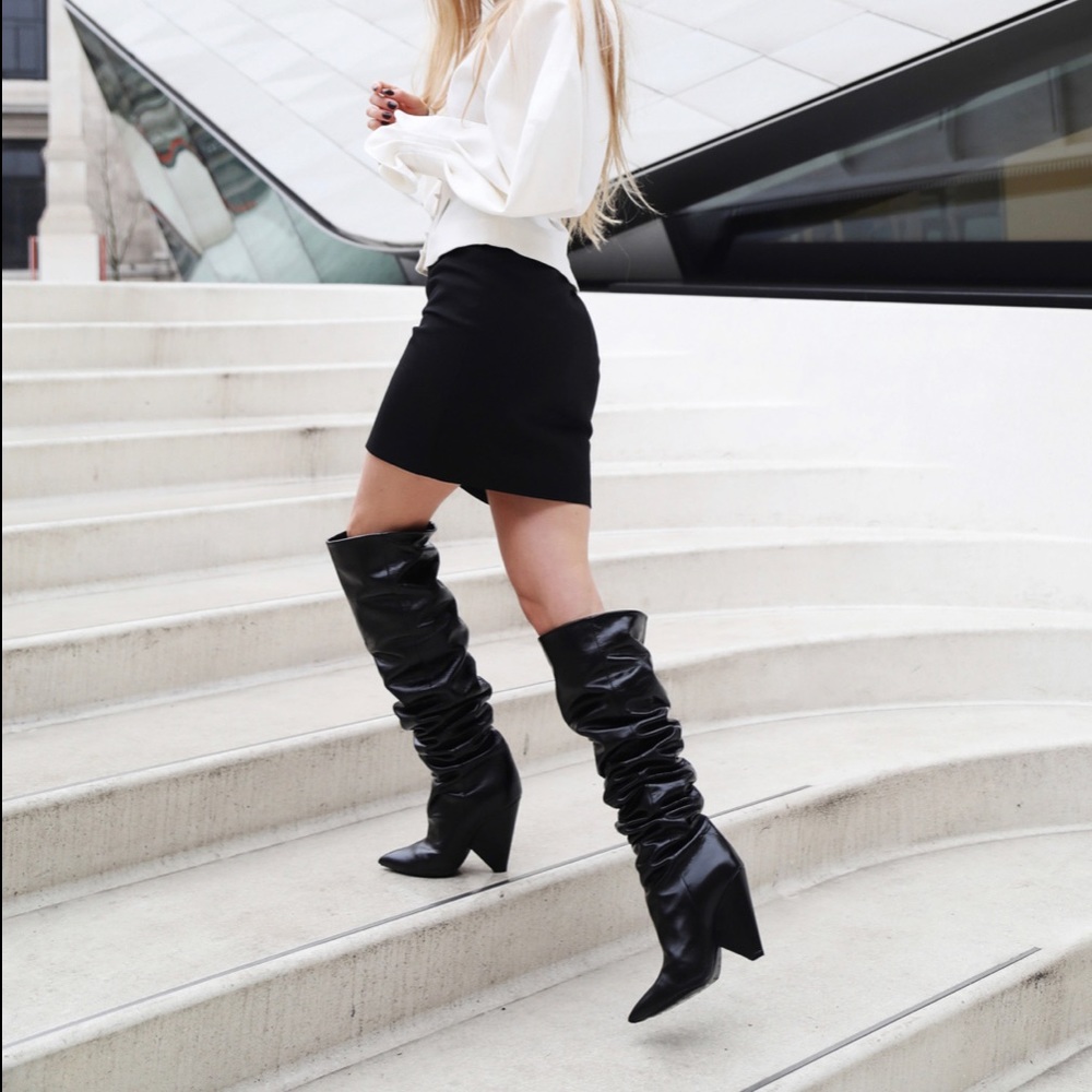 Saint Laurent Black Over the Knee Boots
